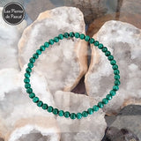 Bracelet de Cheville en Malachite du Congo Grade 2A Boules de 6 mm Taille 25 cm