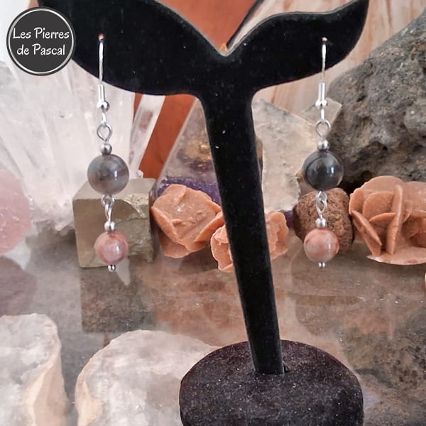 Commande Olga R. - Boucles d'Oreilles de 8 et 10 mm Crochets Argent 925 sur un porte boucles noir