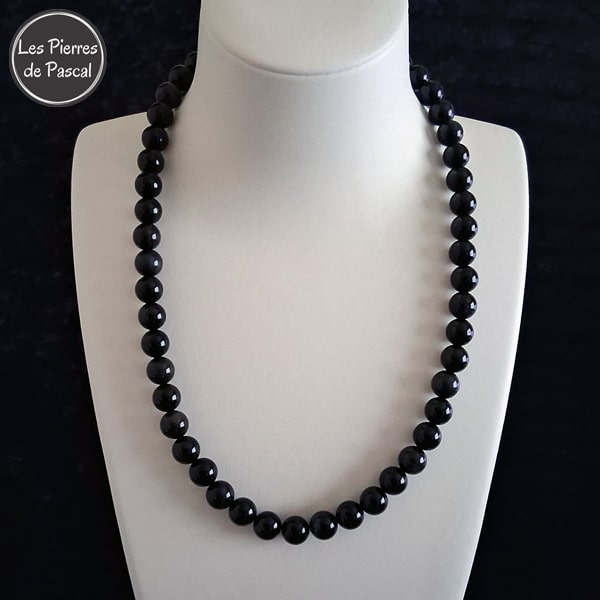 Collier Obsidienne Arc en Ciel Du Mexique Grade A+ Boules de 10 mm de Longueur 50 cm