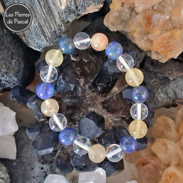 Commande Spéciale Sophie P. - 5 Bracelets avec Mélange de Pierres Naturelles Boules de 8 mm