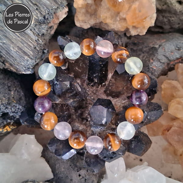 Commande Spéciale Sophie P. - 5 Bracelets avec Mélange de Pierres Naturelles Boules de 8 mm