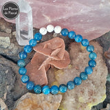 commande spéciale Thomas R. - Bracelet Apatite Bleue 2A et Howlite Blanche A Boules de 8 mm Taille 20 cm