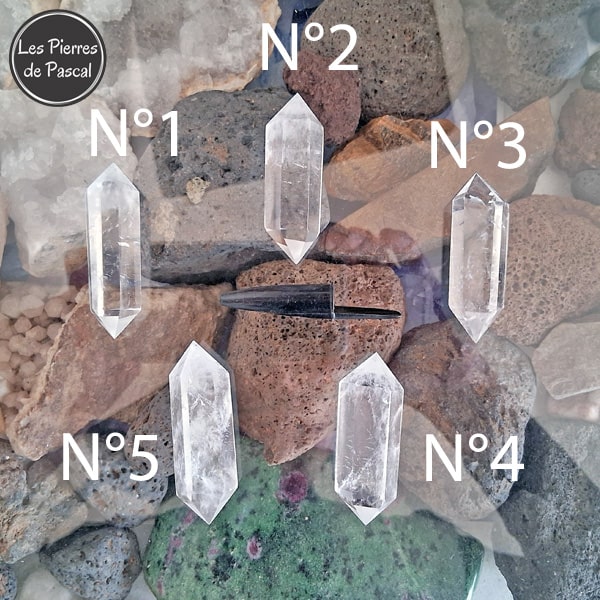 5 Nouvelles Doubles Pointes Hexagonales en Cristal de Roche de 5,5 cm