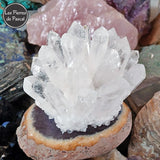 Druse de Cristal de Roche ou Quartz Hyalin du Brésil avec 20 Pointes de Grade 3A+ de 401 g