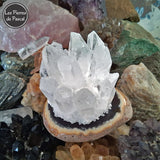 Druse de Cristal de Roche ou Quartz Hyalin du Brésil avec 15 Pointes de Grade 3A de 451 g