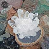 Nouvelle Druse de Cristal de Roche ou Quartz Hyalin du Brésil avec 16 Pointes de Grade 3A+ de 403 g
