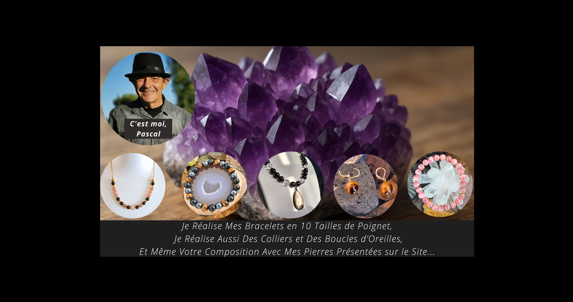 Image principale page d'accueil site internet bijoux pierres naturelles faits mains Pascal Artisan Perpignan