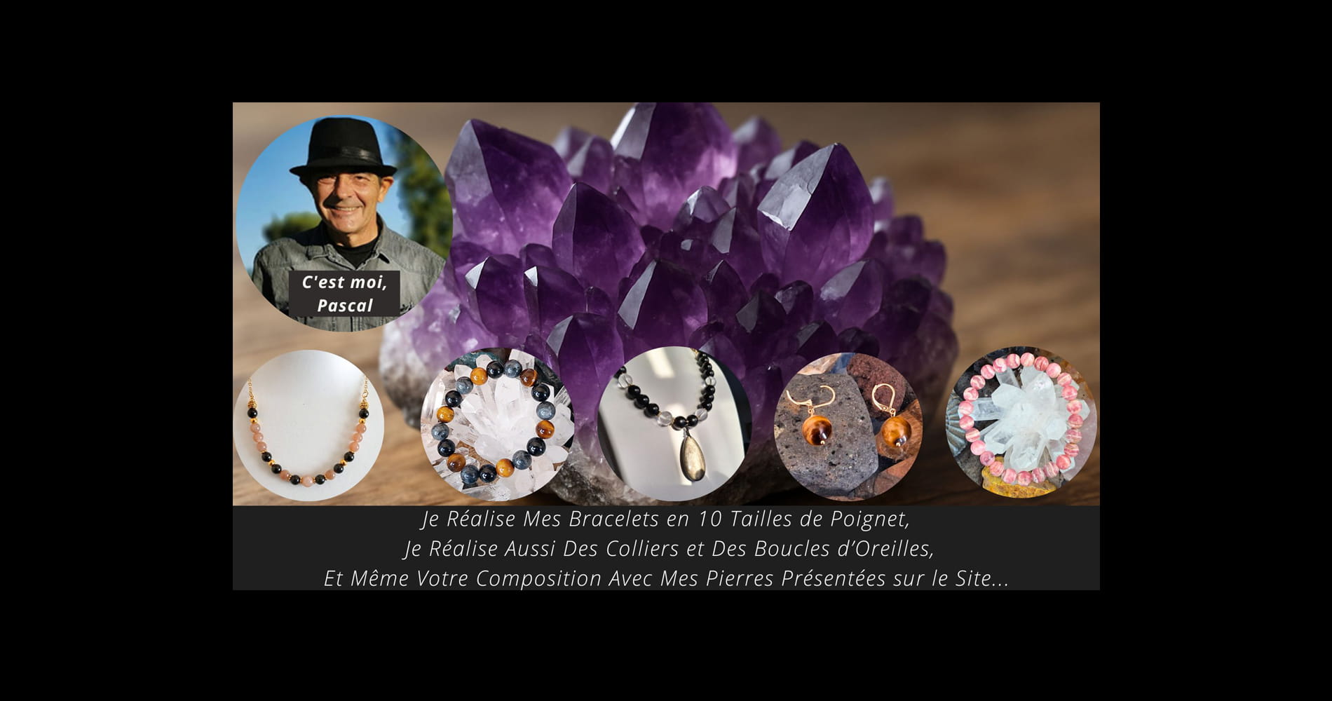 Image principale page d'accueil site internet bijoux pierres naturelles faits mains Pascal Artisan Perpignan