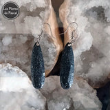 Boucles d'Oreilles en Pierre de Lave et Crochets en Acier Inoxydable