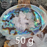 Lots de Cristal de Roche Brut 1 - 3 cm du Brésil de Grade A pour Recharger les Minéraux de 50 ou 2 x 50 g au Choix dans une coquille d'ormeau