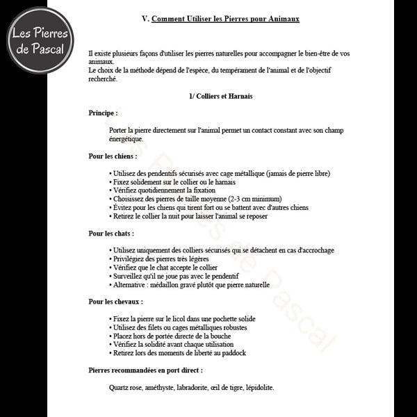 Comment utiliser les pierres pour animaux E-book Pierres Naturelles pour Animaux de Compagnie