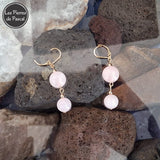 Réalisation Boucles d'Oreilles Quartz Rose de 10 et 12 mm & Dormeuses Acier Doré