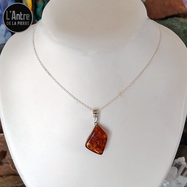 9 Pendentifs en Ambre Cognac Brut de la Baltique de Forme Libre et de la Région de Gdansk en Pologne