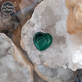 Pendentif Cœur Malachite du Congo Grade 2A de 2 cm avec une Chaîne en Argent 925 de 45 cm ou Plus