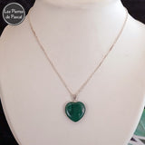 Pendentif Cœur Malachite du Congo Grade 2A de 2 cm avec une Chaîne en Argent 925 de 45 cm ou Plus