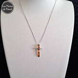 Pendentif Croix en Ambre Cognac de la Baltique Grade A sur Argent 925 et Chaîne Argent Sterling 925