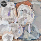 Pendentif en Fluorine ou Fluorite Multicolore en Forme de Pendule avec une Chaîne en Acier Inoxydable de 50 cm