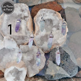 Pendentif en Fluorine ou Fluorite en Forme de Pendule avec une Chaîne en Acier Inoxydable de 50 cm