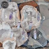 Pendentif en Fluorine ou Fluorite en Forme de Pendule avec une Chaîne en Acier Inoxydable de 50 cm