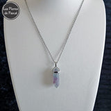 Pendentif en Fluorine ou Fluorite en Forme de Pendule avec une Chaîne en Acier Inoxydable de 50 cm