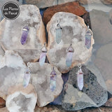 Pendentif en Fluorine ou Fluorite en Forme de Pendule avec une Chaîne en Acier Inoxydable de 50 cm