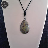 Pendentif Jaspe Sang de Dragon d'Afrique du Sud de Grade AB et un Cordon Noir de 60 cm