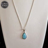 Pendentif en Larimar de Saint-Domingue Grade 2A en Argent avec une Chaîne en Argent Sterling 925 de 45 cm ou plus