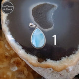 Pendentif en Larimar de Saint-Domingue Grade 2A en Argent avec une Chaîne en Argent Sterling 925 de 45 cm ou plus N°1