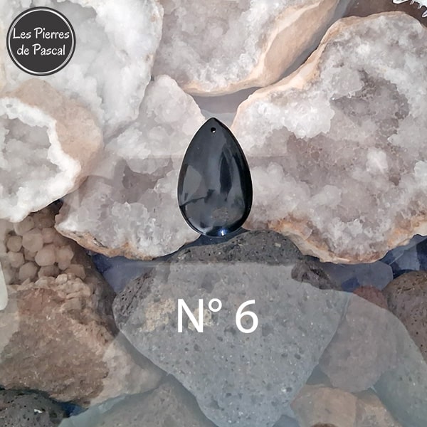 4 Nouveaux Pendentifs en Obsidienne Céleste du Mexique de Grade 2A avec une Bélière et une Chaîne en Argent