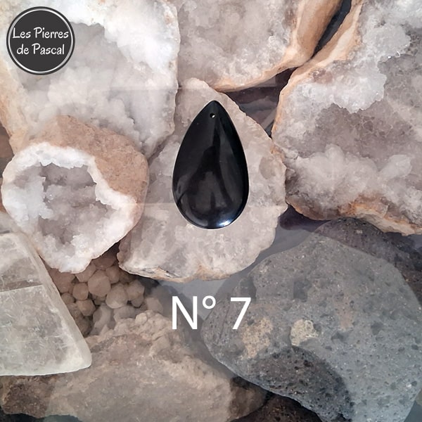 4 Nouveaux Pendentifs en Obsidienne Céleste du Mexique de Grade 2A avec une Bélière et une Chaîne en Argent