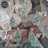 Pendentif Coquille d'Ormeau Arc en Ciel de Nouvelle Zélande Grade A en Forme de Grosse Larme et une Chaîne en Métal de 50 cm les 5 modèles