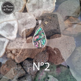 Pendentif Coquille d'Ormeau Arc en Ciel de Nouvelle Zélande Grade A en Forme de Grosse Larme et une Chaîne en Métal de 50 cm N°2