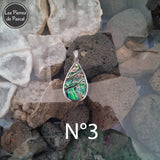 Pendentif Coquille d'Ormeau Arc en Ciel de Nouvelle Zélande Grade A en Forme de Grosse Larme et une Chaîne en Métal de 50 cm N°3