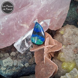 2ème Pendentif en Azurite Malachite de Bolivie Grade 5A avec une Chaîne en Argent Sterling 925 de 45 cm ou +