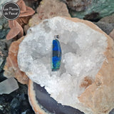 2ème Pendentif en Azurite Malachite de Bolivie Grade 5A avec une Chaîne en Argent Sterling 925 de 45 cm ou +