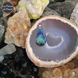 2ème Pendentif en Azurite Malachite de Bolivie Grade 5A avec une Chaîne en Argent Sterling 925 de 45 cm ou +