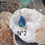 2ème Pendentif en Azurite Malachite de Bolivie Grade 5A avec une Chaîne en Argent Sterling 925 de 45 cm ou +