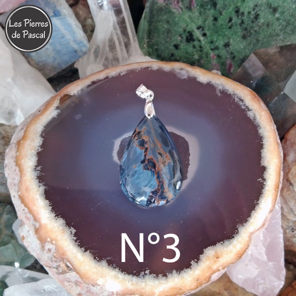 4ème Pendentif en Piétersite de Namibie Grade 6A avec une Chaîne en Argent Sterling 925 de 45 cm ou +