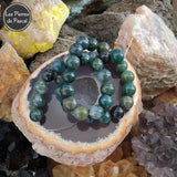 Perles agate mousse (dendritique) de 10 mm à l'Unité pour le Chakra N°4 "Anahata" ou Chakra du Cœur