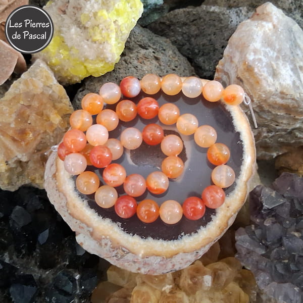 Perles cornaline 10 mm en Pierre Naturelle à l'Unité pour le Chakra N°3 "Manipura" ou Chakra du Plexus Solaire