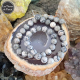 Perles en Pierre Jaspe Gris 8 mm à l'Unité pour le Chakra N°1 Muladhara ou Chakra Racine