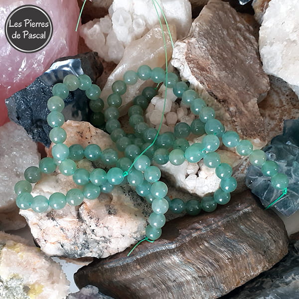 Perles Aventurine verte de 8 mm à l'Unité pour le Chakra N°4 