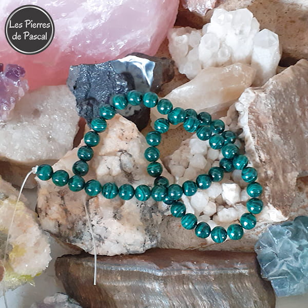 Perles Malachite de 8 mm à l'Unité pour le Chakra N°4 "Anahata" ou Chakra du Cœur