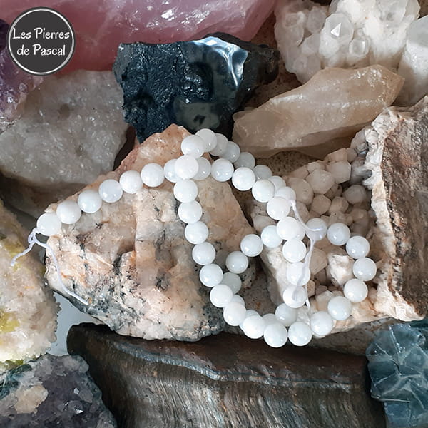 Perles pierre de lune 8 mm à l'Unité pour le Chakra N°6 "Ajna" ou Chakra du 3ème Œil