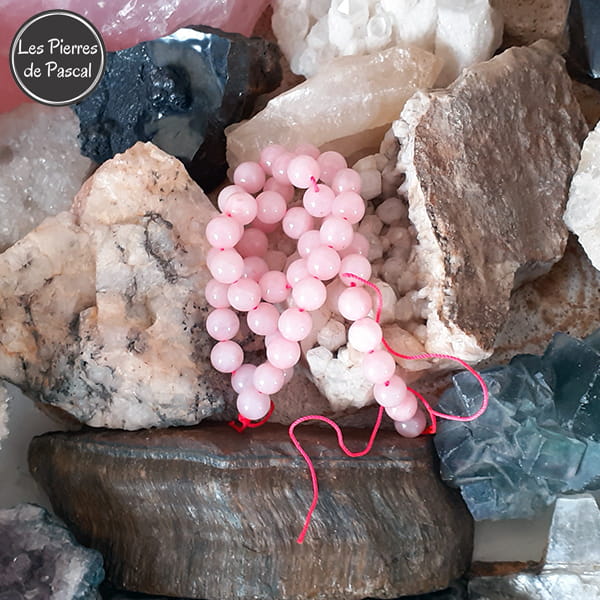 Perles quartz rose de 8 mm à l'Unité pour le Chakra N°4 "Anahata" ou Chakra du Cœur