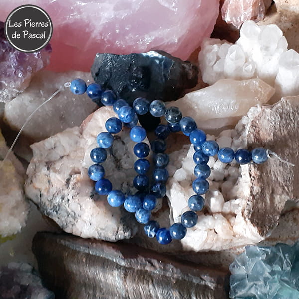 Perles sodalite 8 mm à l'Unité pour le Chakra N°6 "Ajna" ou Chakra du 3ème Œil