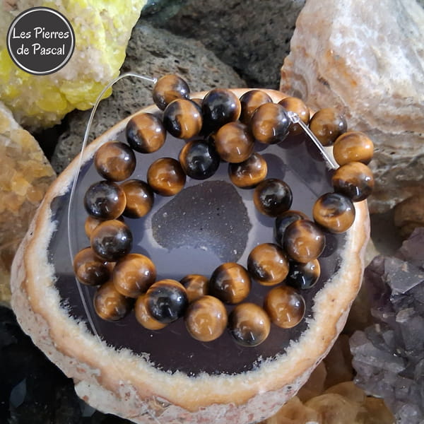 Perles Œil de Tigre 10 mm en Pierre Naturelle à l'Unité pour le Chakra N°3 "Manipura" ou Chakra du Plexus Solaire