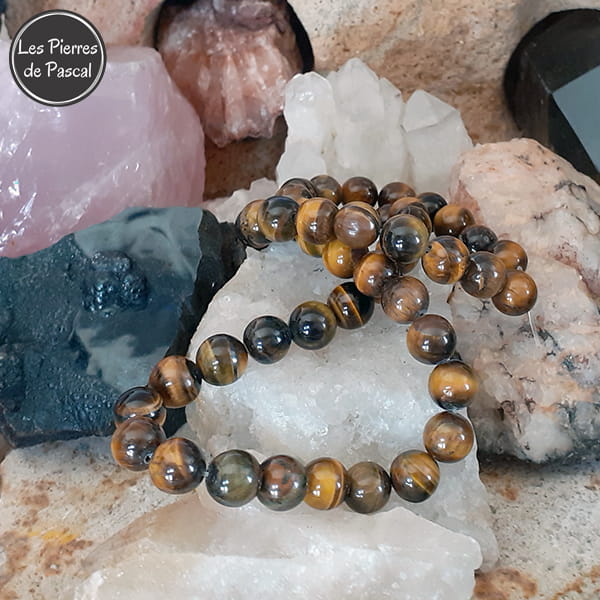 Perles œil de tigre AB 8 mm à l'Unité pour le Chakra N°3 "Manipura" ou Chakra du Plexus Solaire