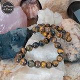 Perles œil de tigre AB 8 mm à l'Unité pour le Chakra N°3 "Manipura" ou Chakra du Plexus Solaire