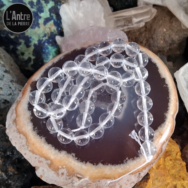 Perles en Cristal de Roche du Brésil de 8 mm Grade A+ Originaire des Sols Brésiliens